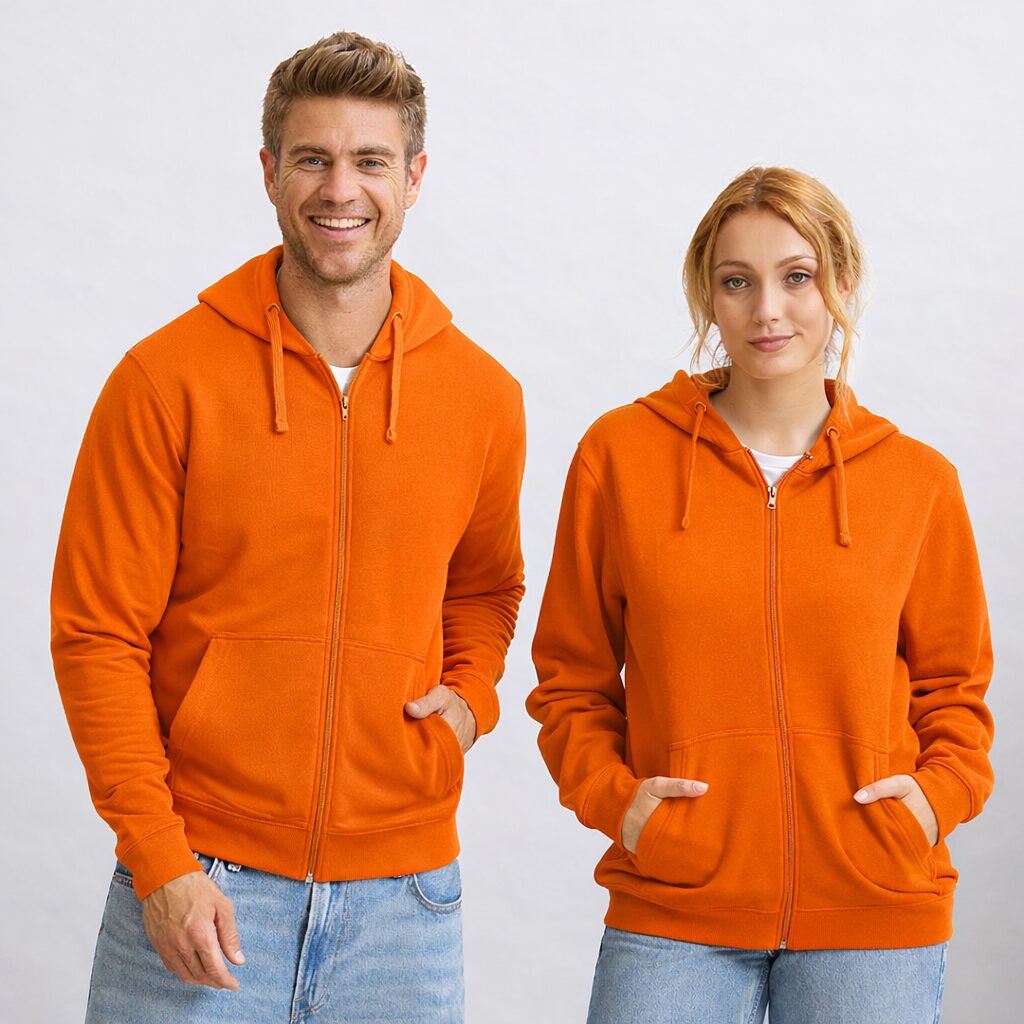 Unisex orange jacket with zipper and hood - 280 g/m² - Image 8