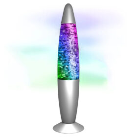 Silver glitter lava lamp – 34 cm – USB – With color-changing LED lighting