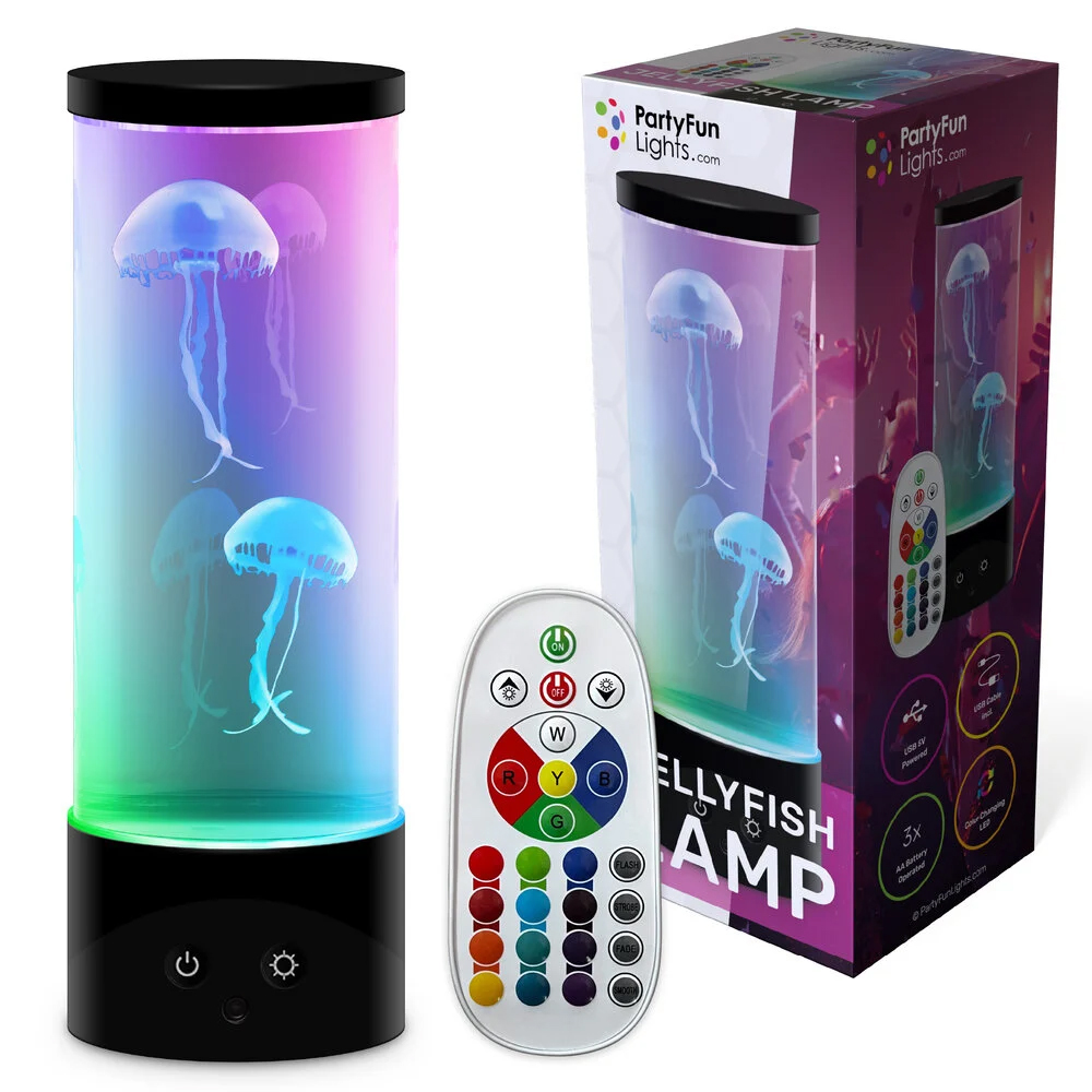 Jellyfish aquarium lamp – Night light with remote control and color-changing LED lighting – USB - Image 4