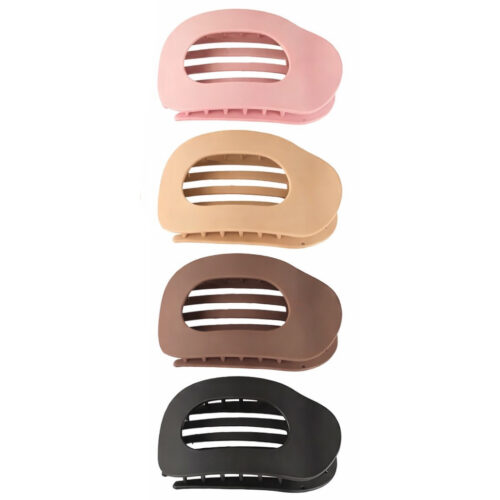 4 Pieces – Hair Clips – Flat Hair Clamps for Women – Brown, Black, Pink, Light Brown