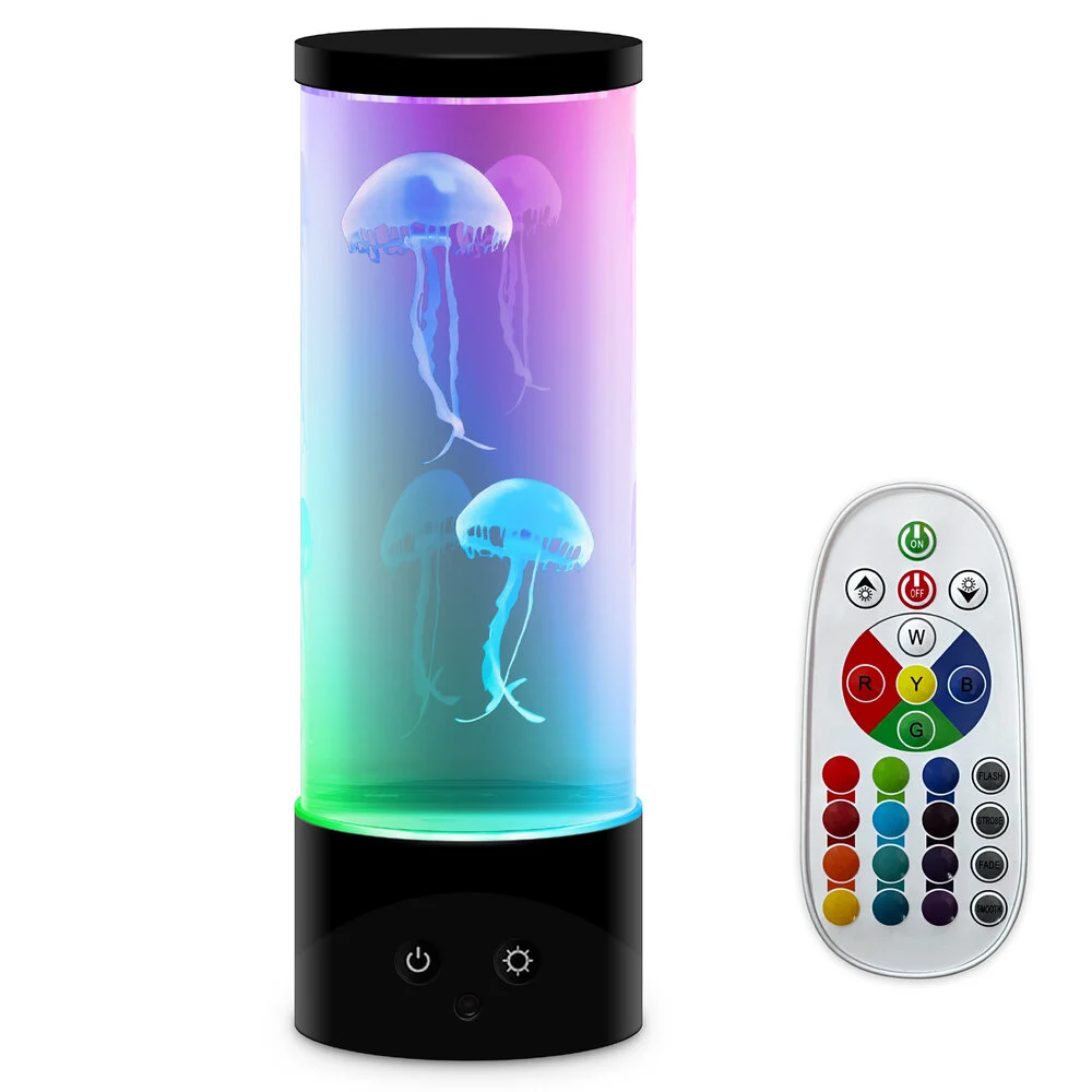 Jellyfish aquarium lamp – Night light with remote control and color-changing LED lighting – USB - Image 2