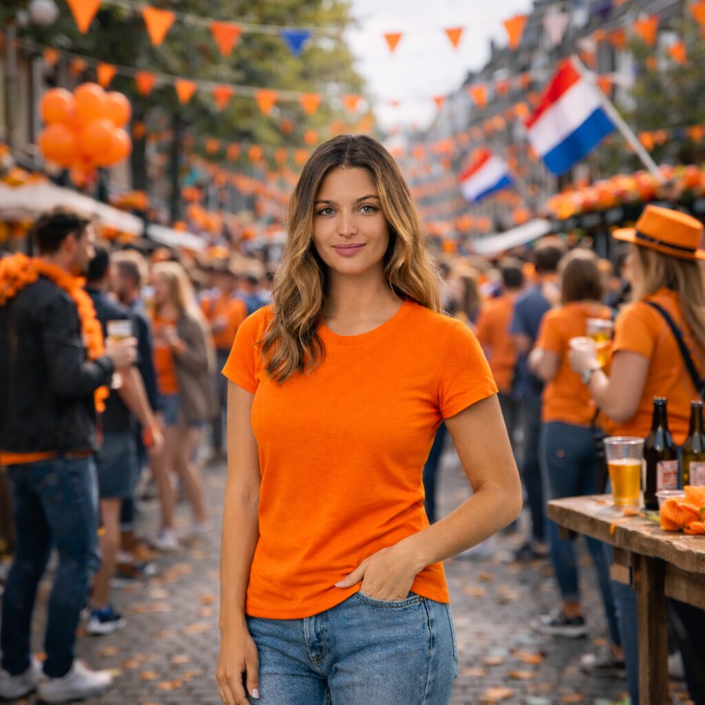 Ladies’ orange T-shirt with round neck - 160 g/m² - Image 3