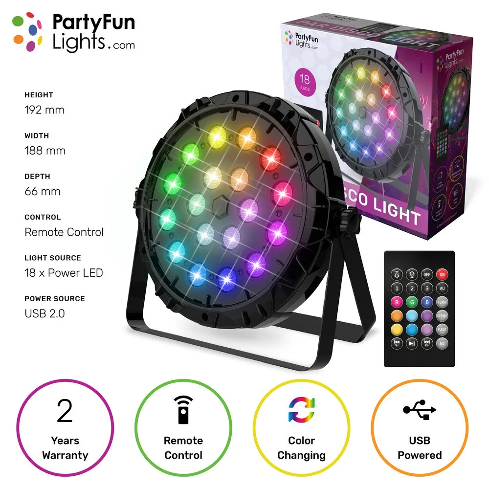 Disco lamp with stand - With remote control - With multicolor LED - 18 LED - Image 4