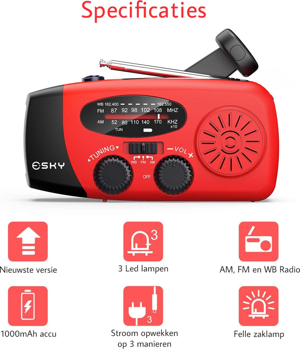 Portable emergency radio red - Image 2