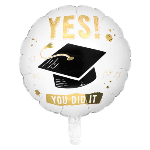 Foil Balloon Yes! You did it - Graduation Balloon 45 cm - White/Gold