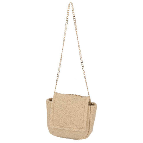 Sarlini shoulder bag teddy - Crossbody bag with chain - Beige