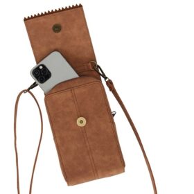 Synthetic Leather Phone Bag Brown