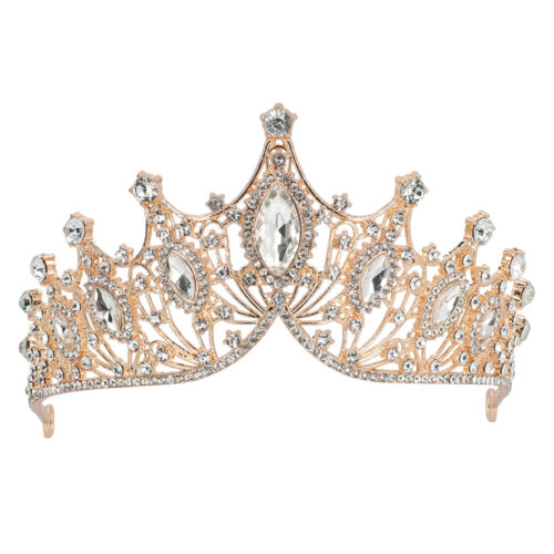 Metal tiara - Crown with rhinestones - Rose gold