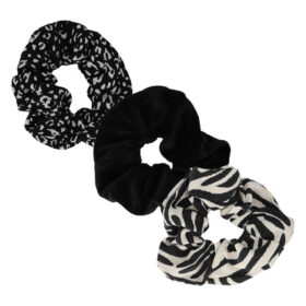 Sarlini scrunchie zebra print set - Hair elastics black/white - 3 Pieces