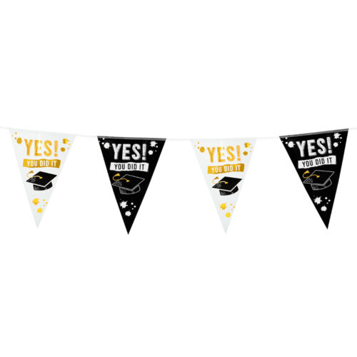 Graduation bunting black/white - 6 meters - 15 flags