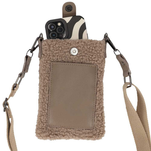 Sarlini phone pouch teddy - Crossbody phone bag - Taupe