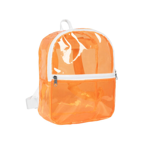 Transparent backpack neon orange - Clear festival backpack - 23 x 28 cm