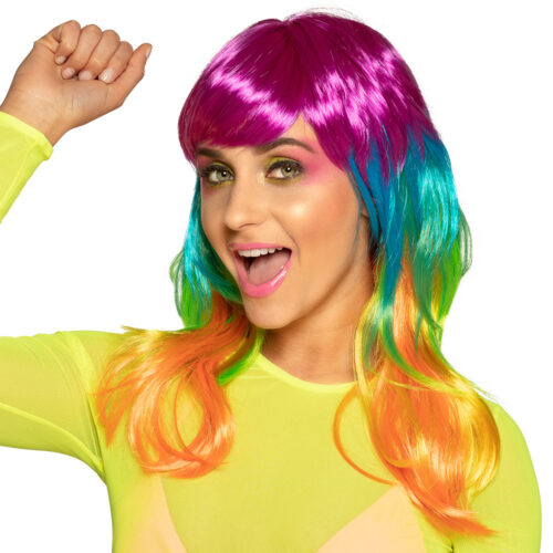 Rainbow wig mid-length - With bangs - Multicolor