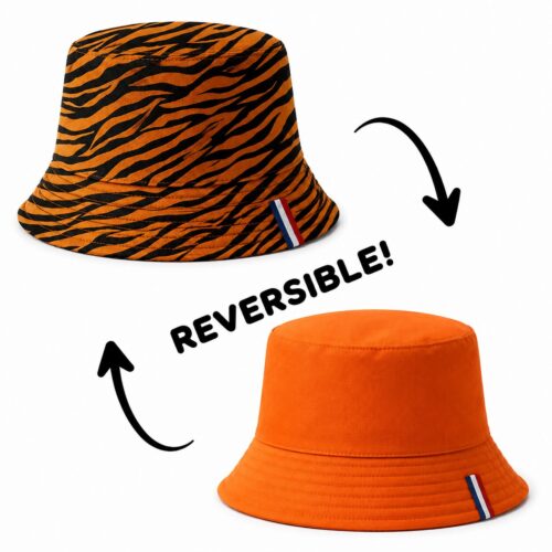 Yucka reversible fisherman's hat orange/tiger print - 58 cm