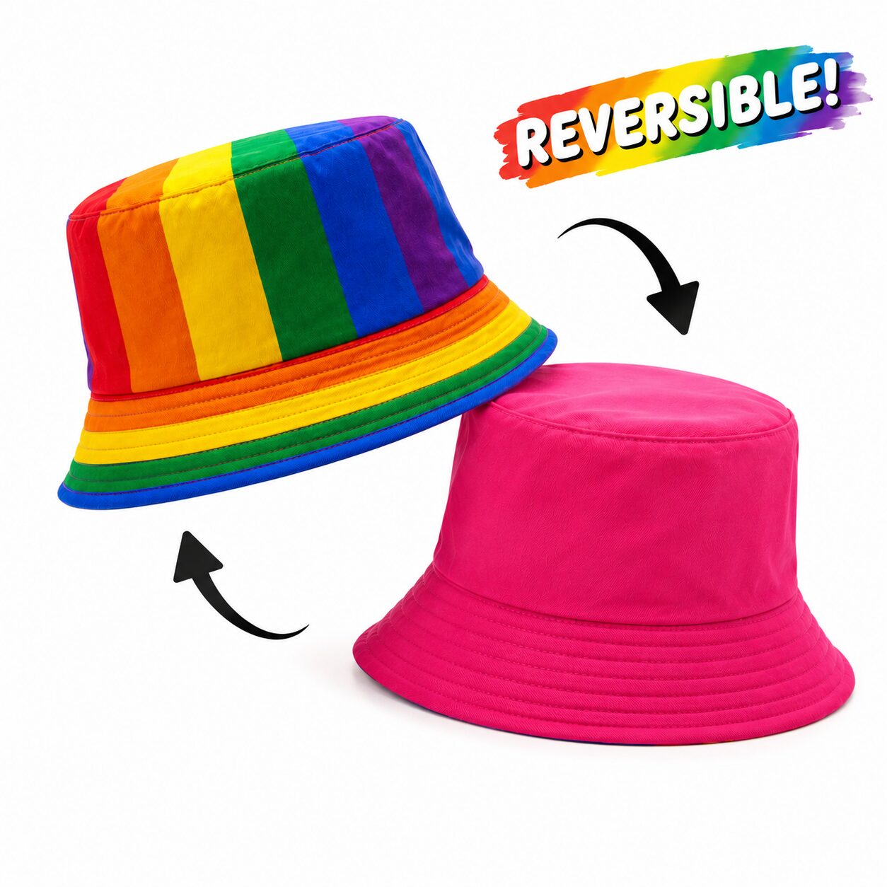 Yucka reversible fisherman's hat Pride rainbow - 58 cm