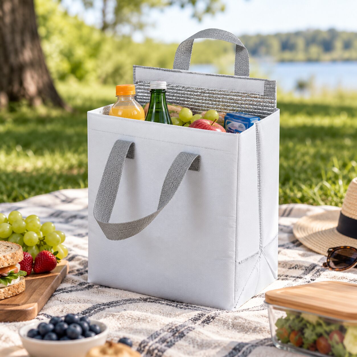 Cooler bag with Velcro closure white - Image 6