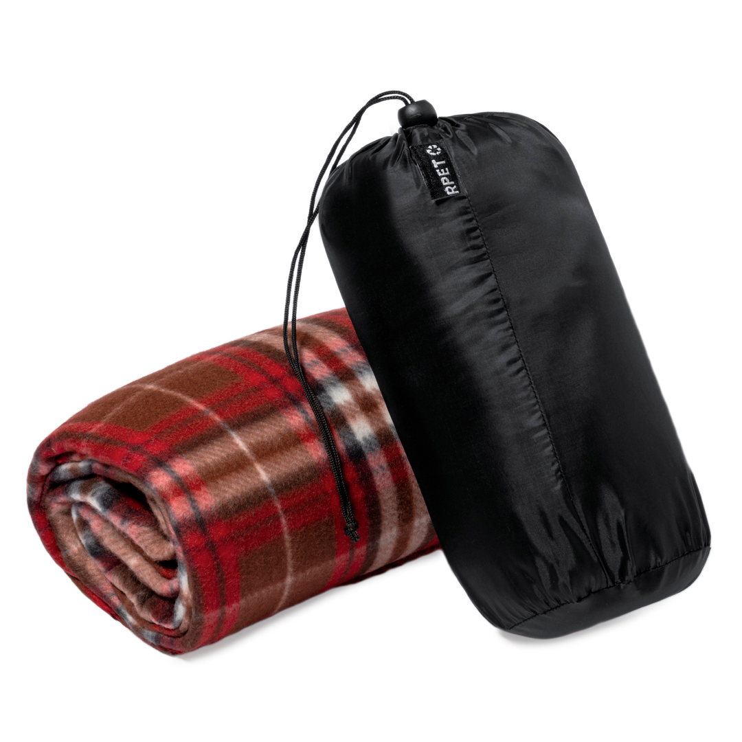 Fleece deken geruit - RPET fleece dekentje met opbergzakje - 150 x 120 cm - Rood - Image 5