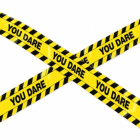 Halloween Barrier Tape You Dare 75 mm x 6 meters black/yellow