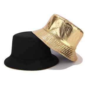 Reversible bucket hat glossy gold