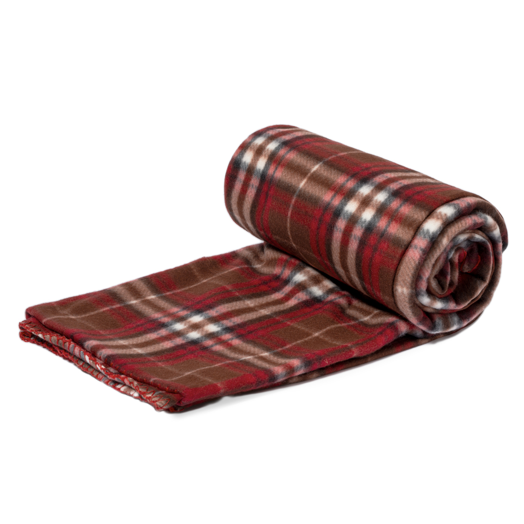 Fleece deken geruit - RPET fleece dekentje met opbergzakje - 150 x 120 cm - Rood - Image 2