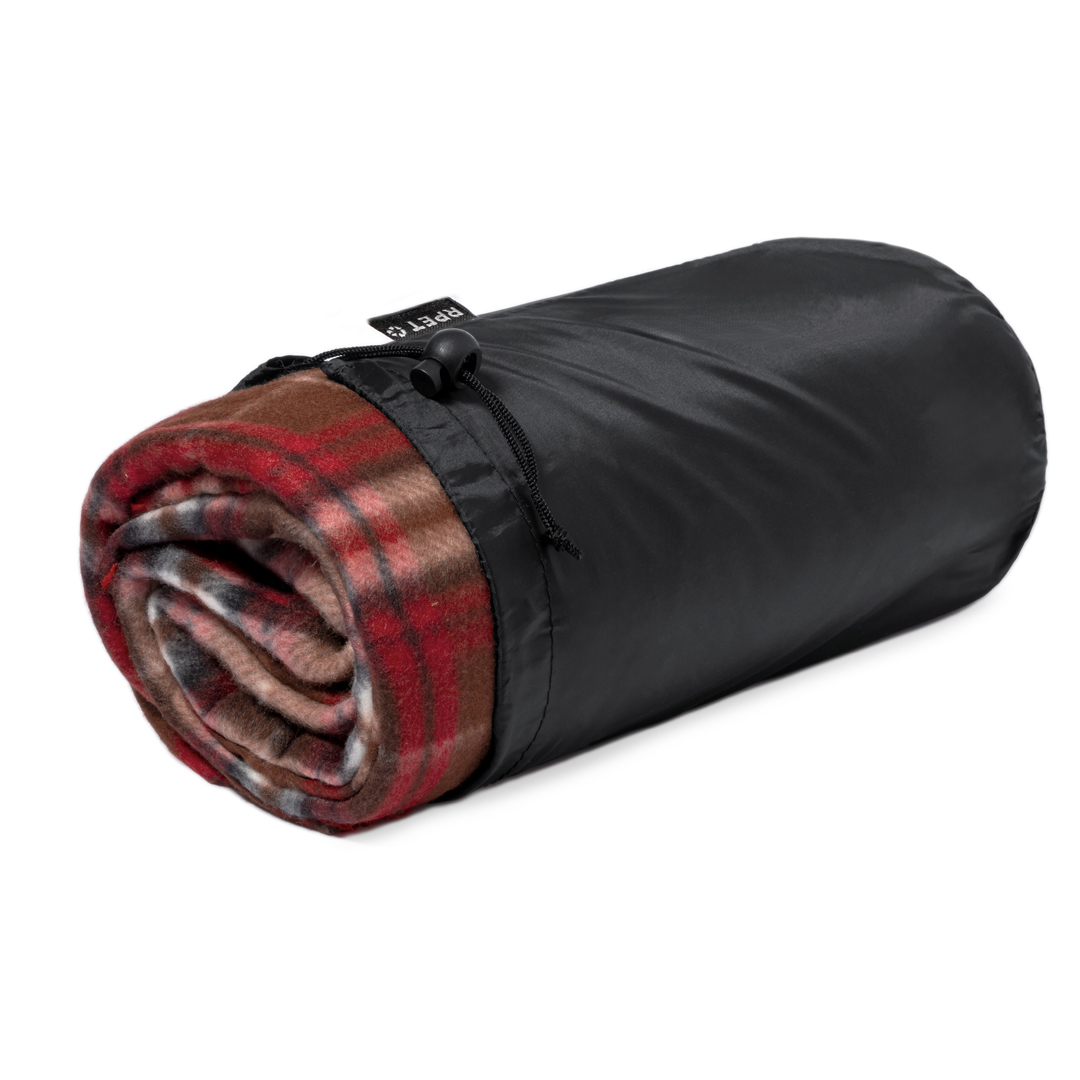Fleece deken geruit - RPET fleece dekentje met opbergzakje - 150 x 120 cm - Rood - Image 4