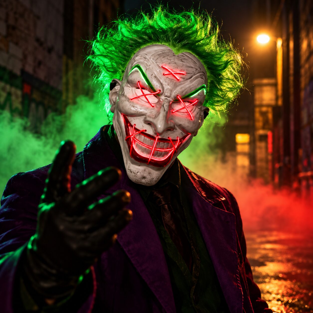 Halloween crazy clown mask with lighting - Image 3